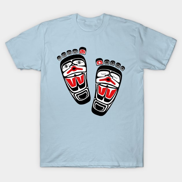 PNW Bigfoot Sasquatch footprints T-Shirt by Featherlady Studio